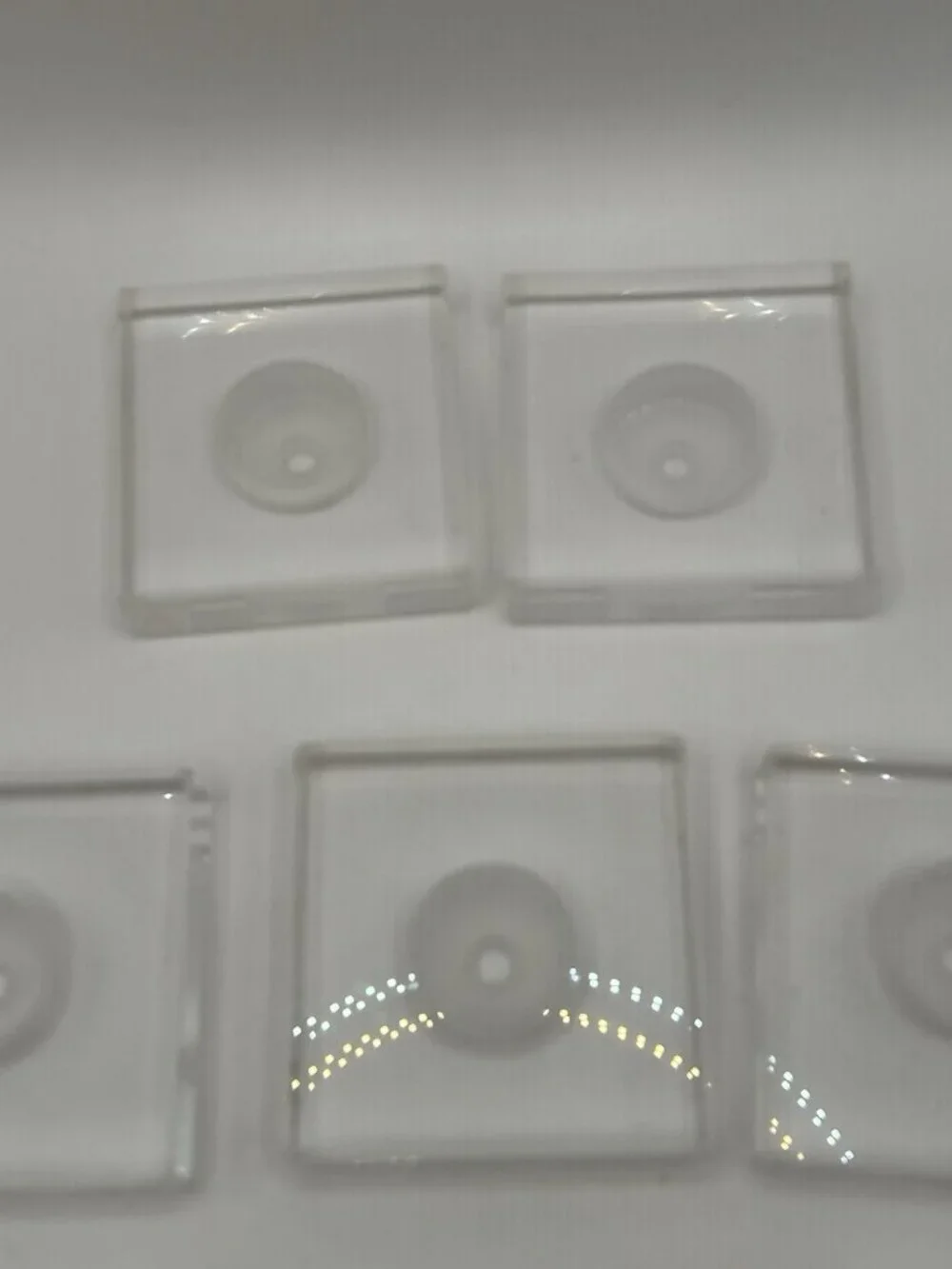 Lot of 8 Clear Acrylic Lucite Display Mount Blocks 2” Square Recessed Center